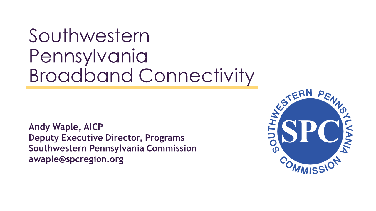 Local Government 101: Southwestern Pennsylvania Broadband Connectivity